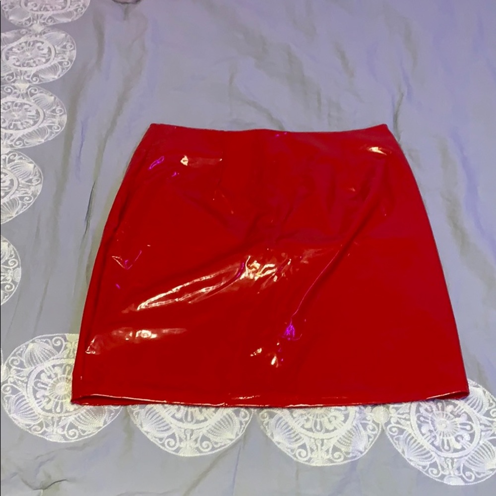 Red Leather Mini Skirt